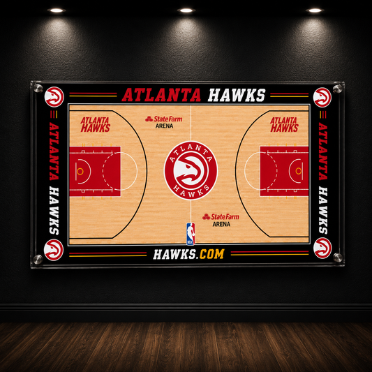 Atlanta Hawks Basketball Court Acrylic Glass Wall Art