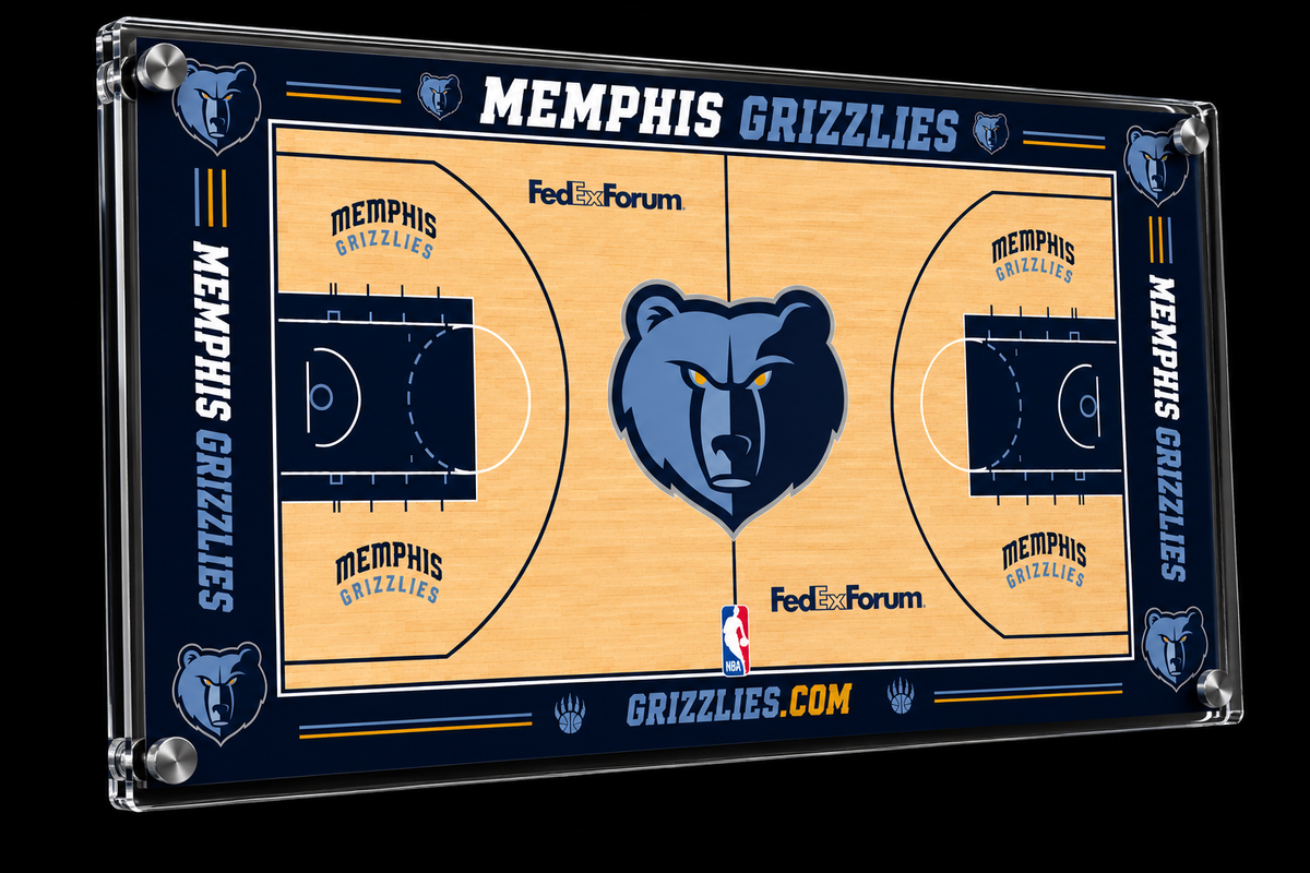 Memphis Grizzlies Basketball Court Acrylic Glass Wall Art