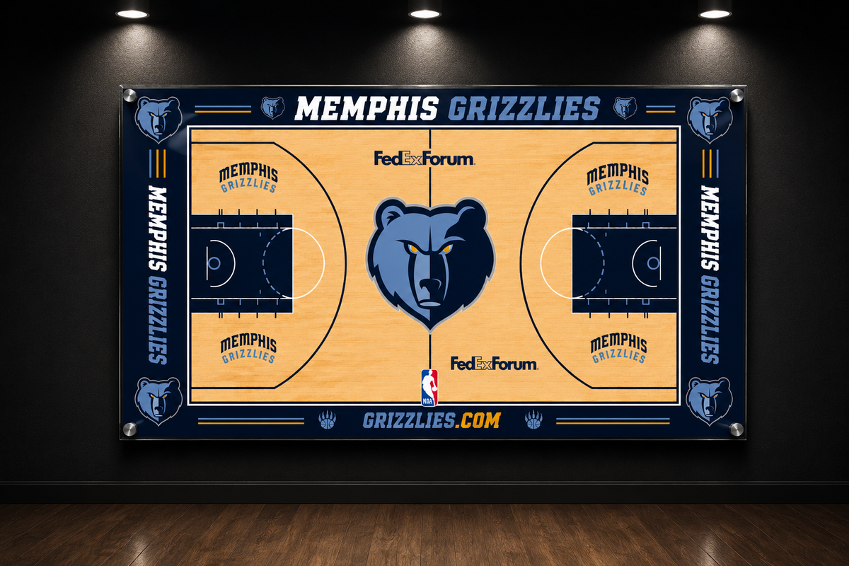 Memphis Grizzlies Basketball Court Acrylic Glass Wall Art