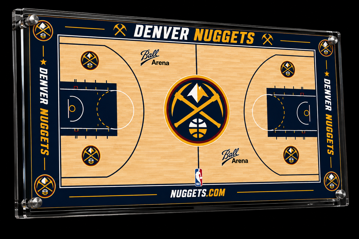 Denver Nuggets Basketball Court Acrylic Glass Wall Art