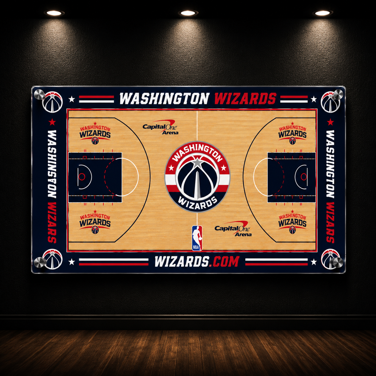 Washington Wizards Basketball Court Acrylic Glass Wall Art
