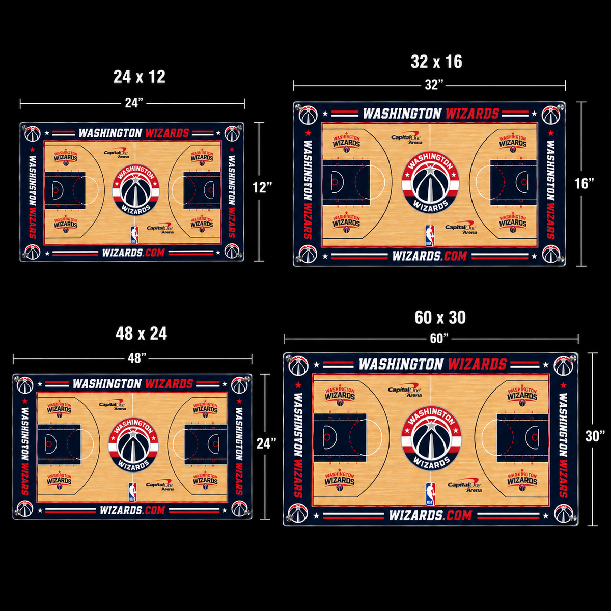 Washington Wizards Basketball Court Acrylic Glass Wall Art