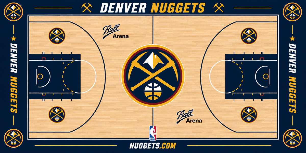 Denver Nuggets Basketball Court Acrylic Glass Wall Art